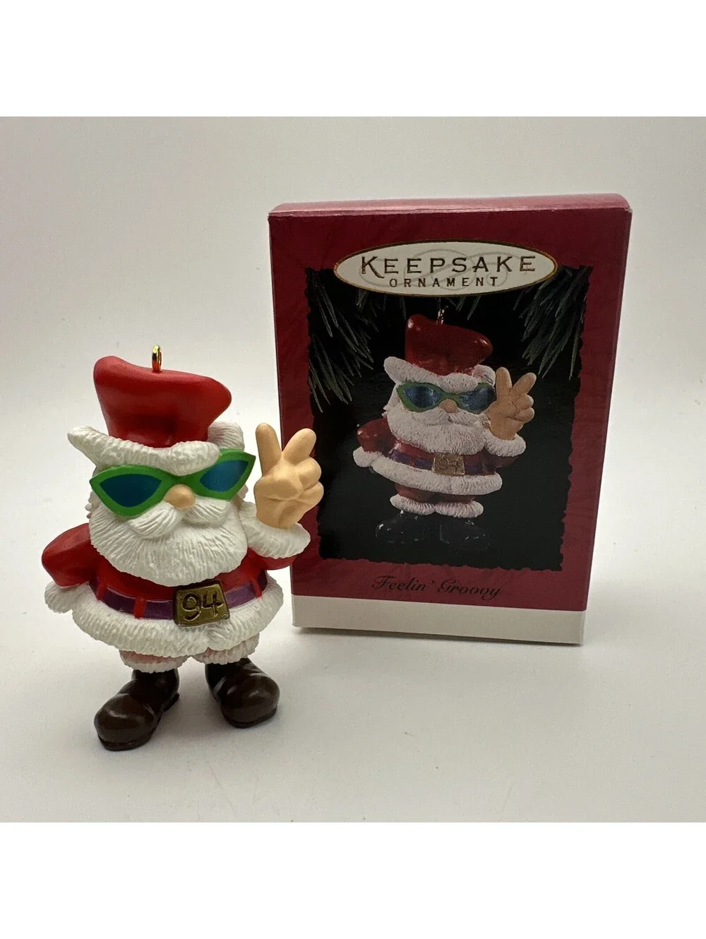 Vintage Hallmark Keepsake Ornament “Feelin' Groovy” Santa 1994 Excellent In Box